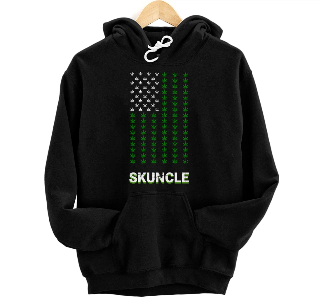 American Flag Marijuana Funny Smells Like Weed Skuncle Uncle Pullover Hoodie