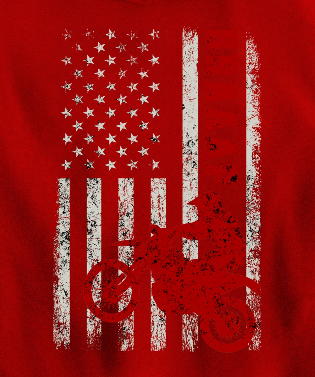Braaap Vintage USA American Flag Dirt Bike Rider Motocross Pullover Hoodie