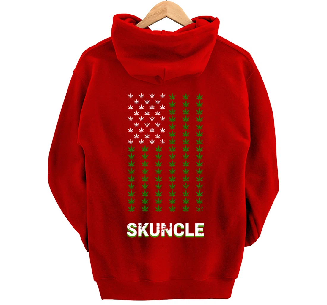 American Flag Marijuana Funny Smells Like Weed Skuncle Uncle Pullover Hoodie