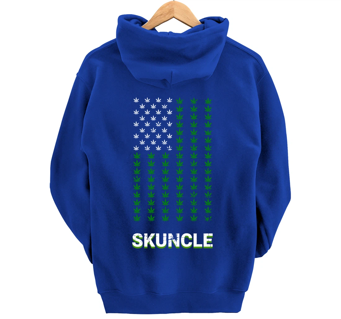 American Flag Marijuana Funny Smells Like Weed Skuncle Uncle Pullover Hoodie