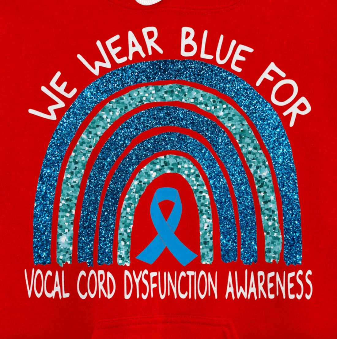 We Wear Blue For Vocal Cord Dysfunction Rainbow Gift Pullover Hoodie