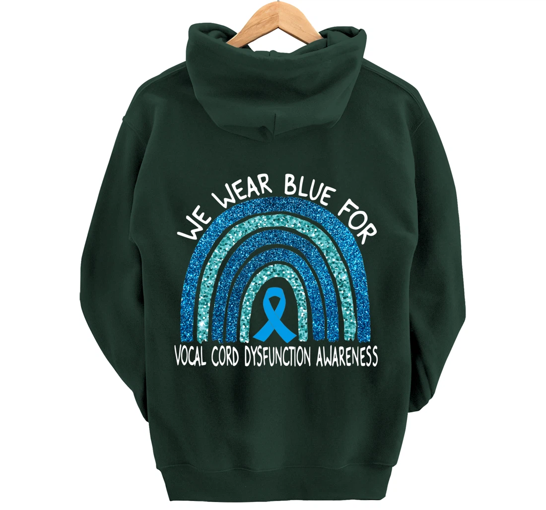 We Wear Blue For Vocal Cord Dysfunction Rainbow Gift Pullover Hoodie