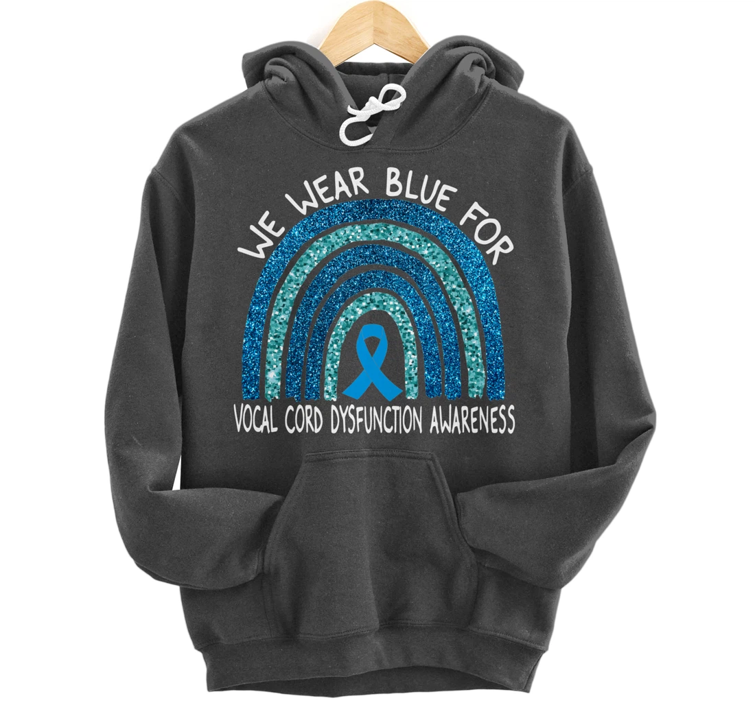 We Wear Blue For Vocal Cord Dysfunction Rainbow Gift Pullover Hoodie
