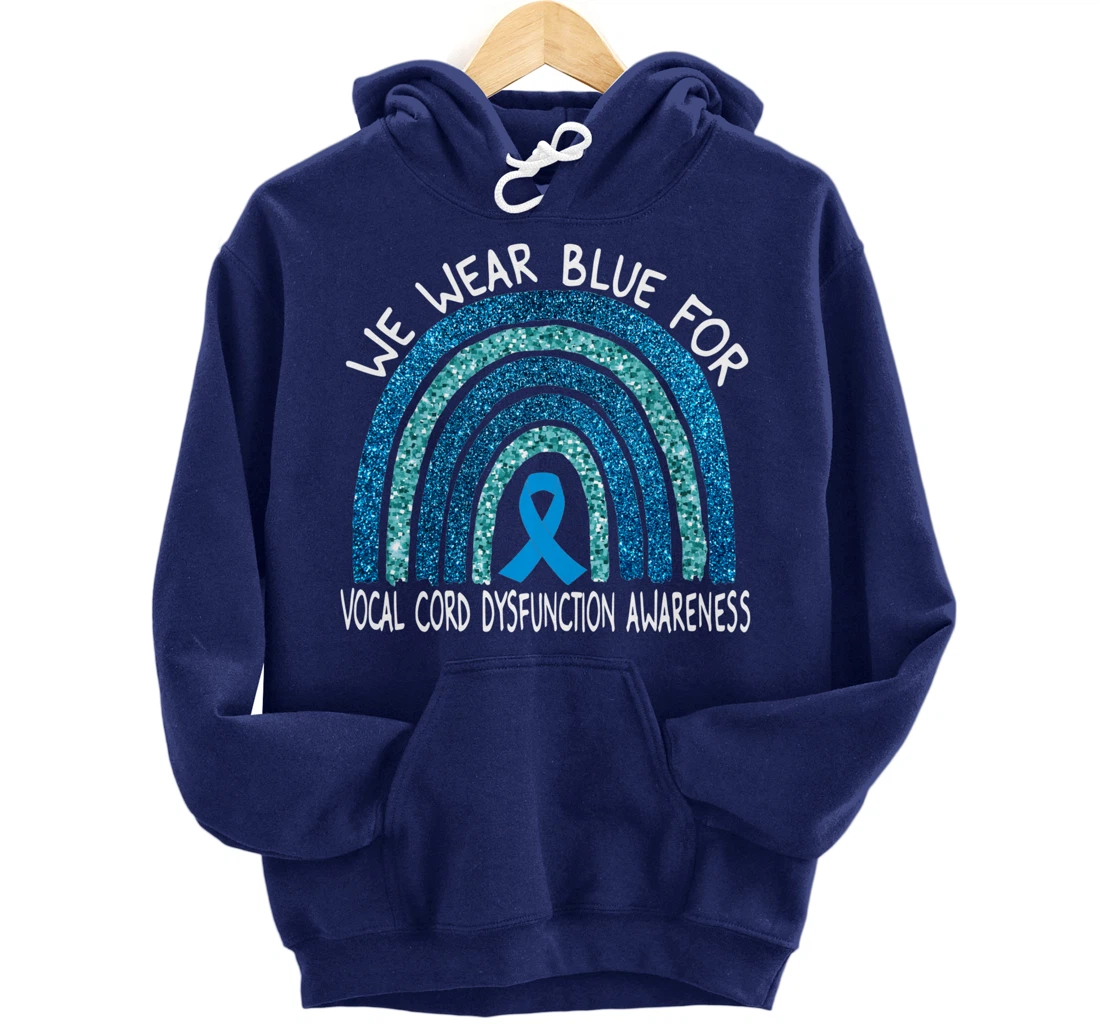We Wear Blue For Vocal Cord Dysfunction Rainbow Gift Pullover Hoodie