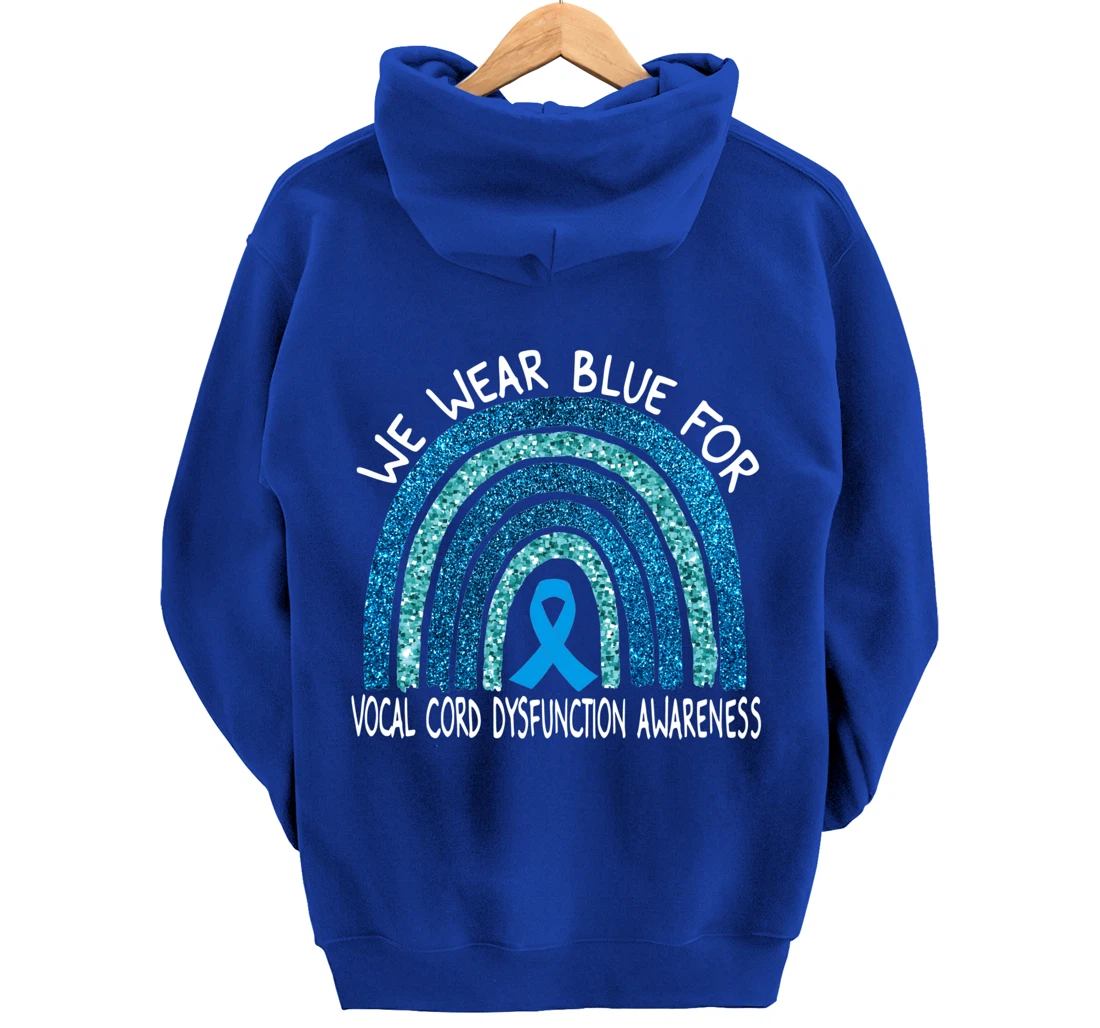 We Wear Blue For Vocal Cord Dysfunction Rainbow Gift Pullover Hoodie