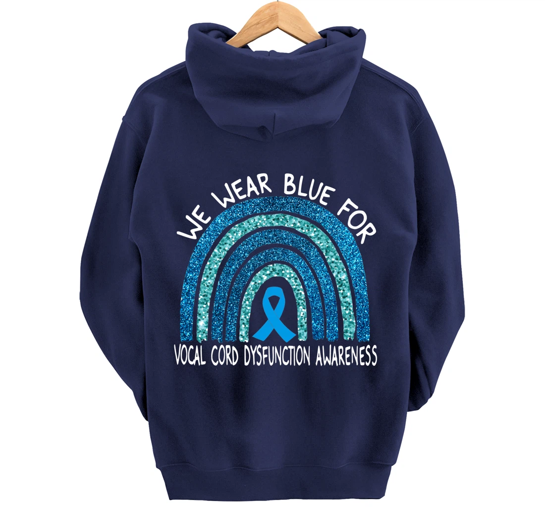 We Wear Blue For Vocal Cord Dysfunction Rainbow Gift Pullover Hoodie