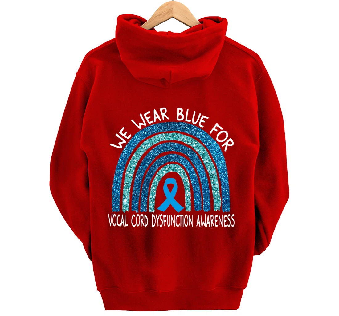 We Wear Blue For Vocal Cord Dysfunction Rainbow Gift Pullover Hoodie