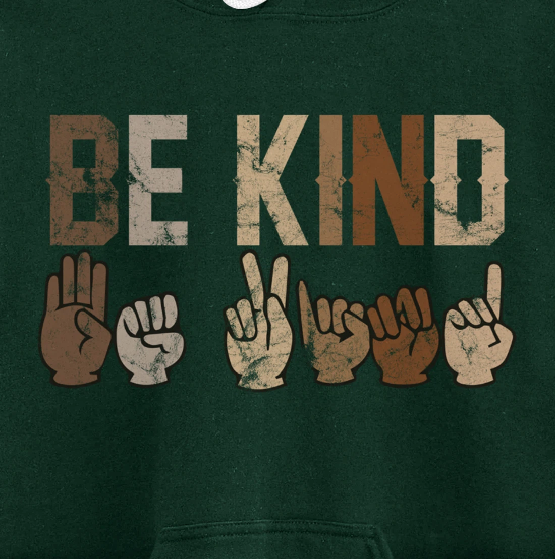 Be Kind Sign Language Racial Equality Teachers melanin ASL Pullover Hoodie
