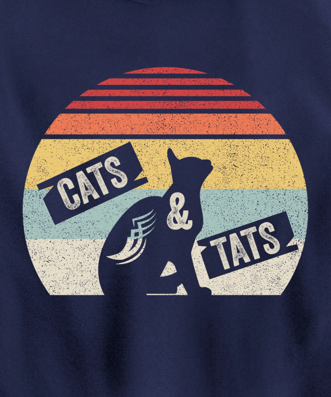 Vintage Retro Cats And Tats Shirt Cat Tattoo Lover Gift Pullover Hoodie