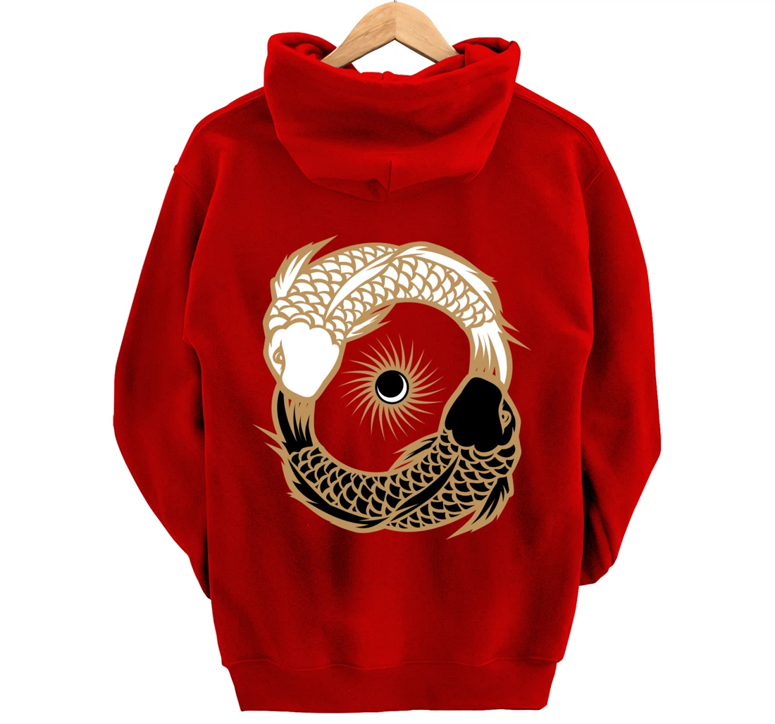 Yin Yang Tai Chi Japanese Koi Fish Koi Carp Pond Japan Art Pullover Hoodie