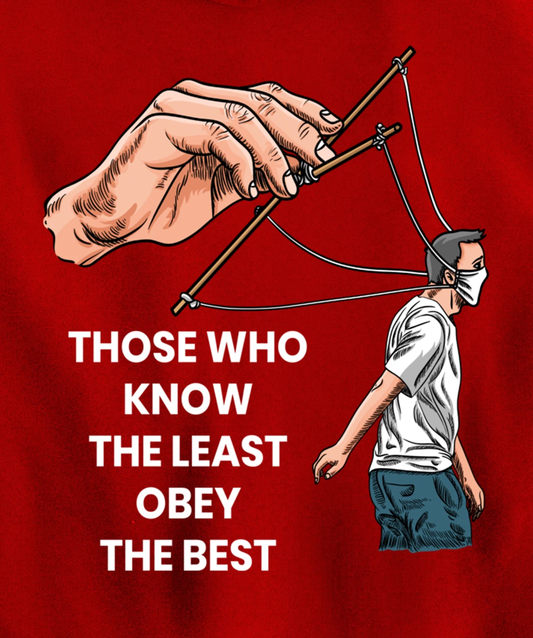 Anti Face Mask Puppets Marionettes Freedom Democracy Pullover Hoodie