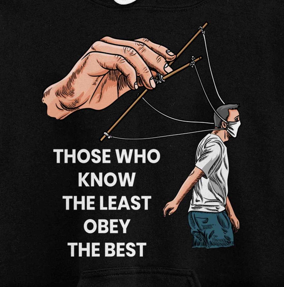 Anti Face Mask Puppets Marionettes Freedom Democracy Pullover Hoodie