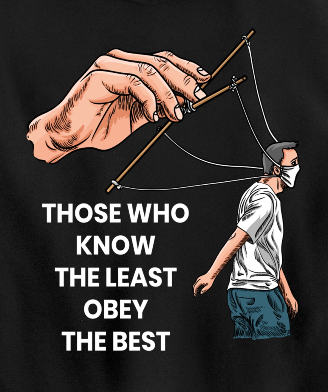 Anti Face Mask Puppets Marionettes Freedom Democracy Pullover Hoodie