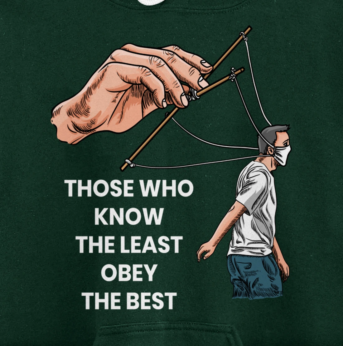 Anti Face Mask Puppets Marionettes Freedom Democracy Pullover Hoodie