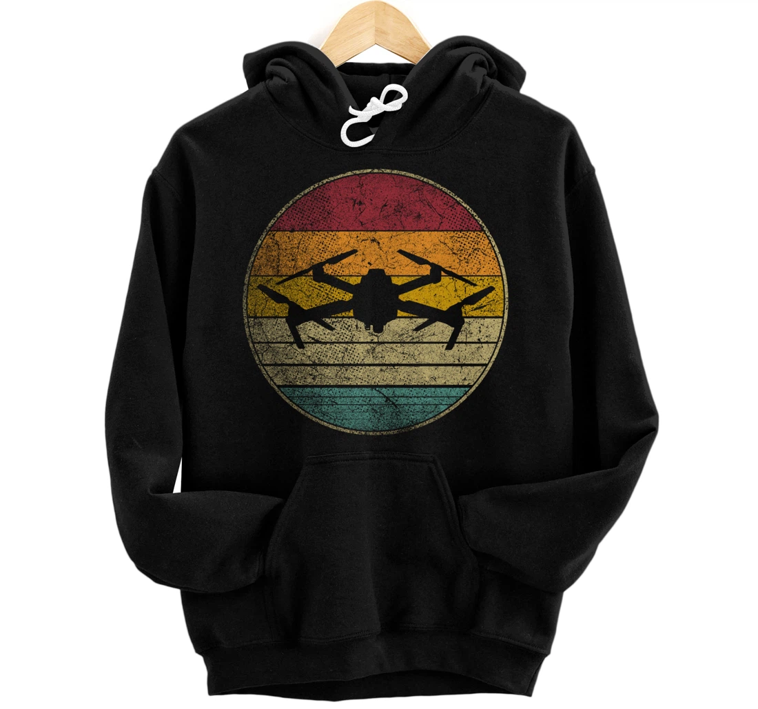 Drone Vintage Retro Style Distressed 70s 80s Men Boys Gift Pullover Hoodie