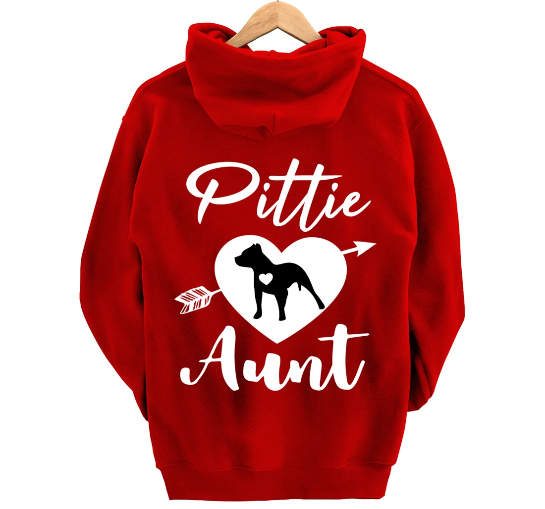 Pittie Aunt Cute Pitbull Auntie Heart Love Pit Bull Lover Pullover Hoodie