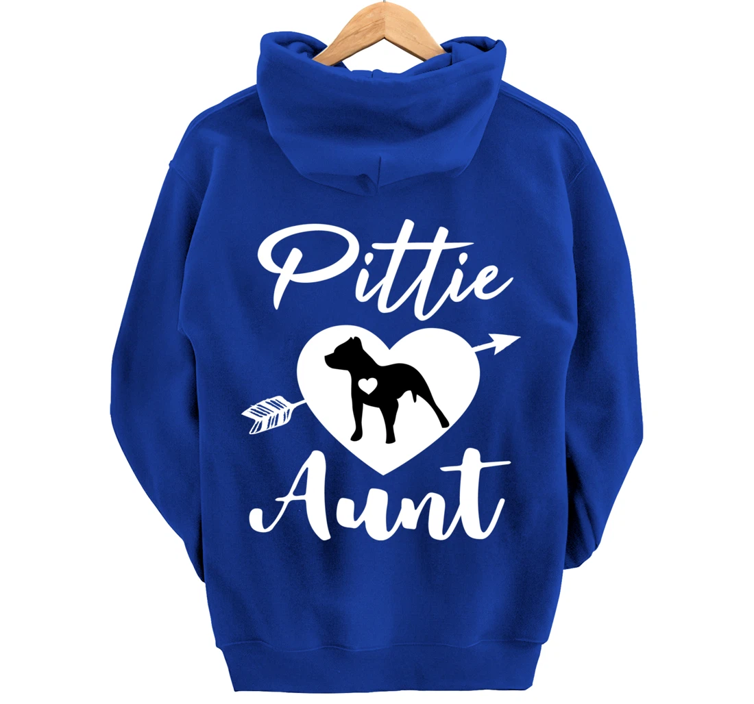 Pittie Aunt Cute Pitbull Auntie Heart Love Pit Bull Lover Pullover Hoodie