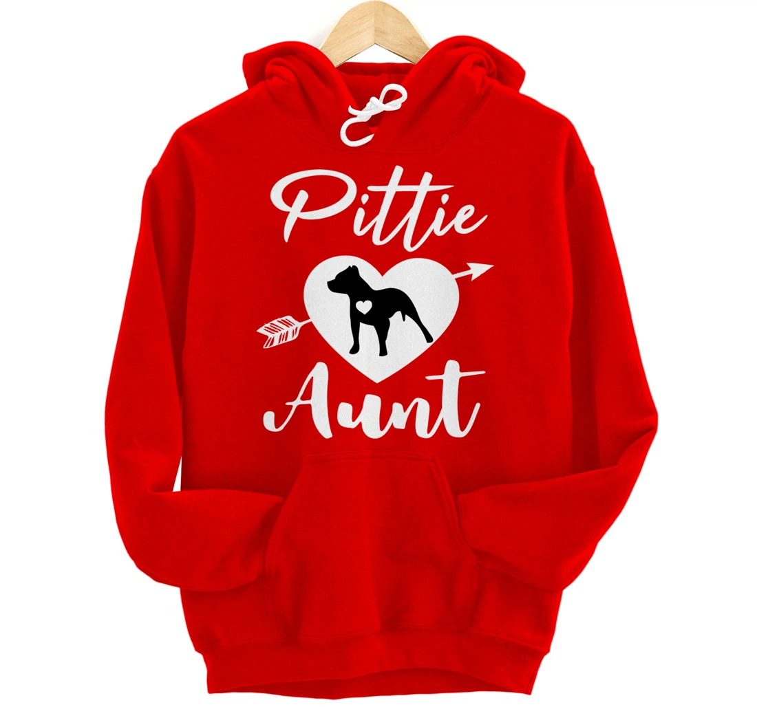 Pittie Aunt Cute Pitbull Auntie Heart Love Pit Bull Lover Pullover Hoodie