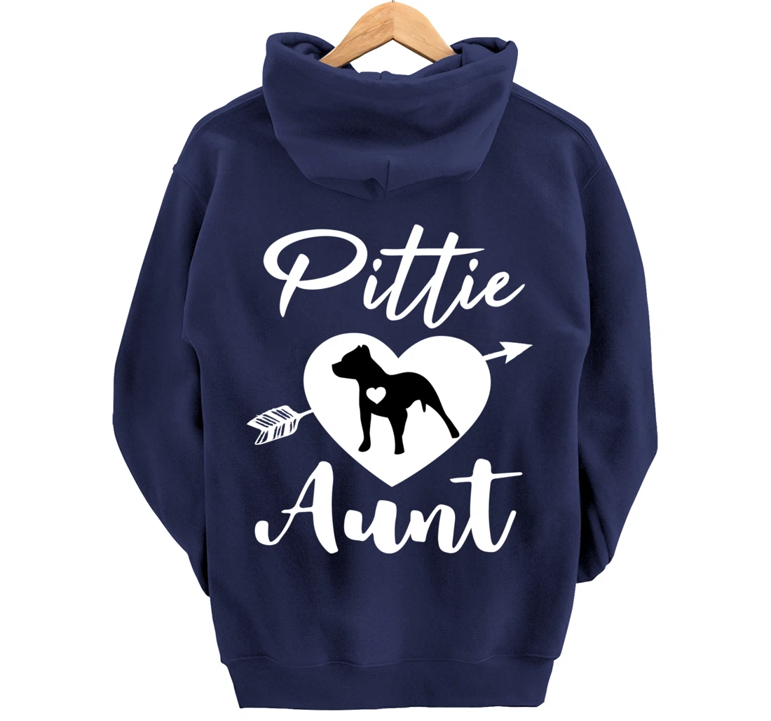 Pittie Aunt Cute Pitbull Auntie Heart Love Pit Bull Lover Pullover Hoodie