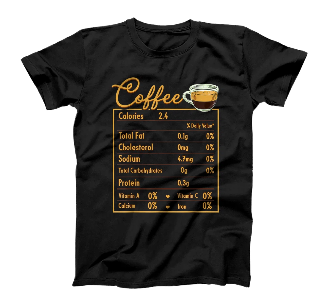 Coffee Nutrition Fact Food Labels Happy Thanksgiving Xmas T-Shirt