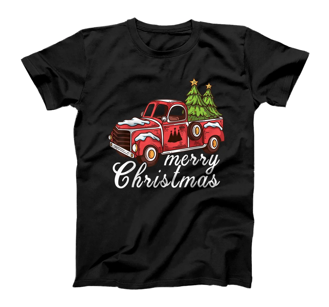 Vintage Gift Merry Christmas - Christmas Red Truck Xmas Tree T-Shirt