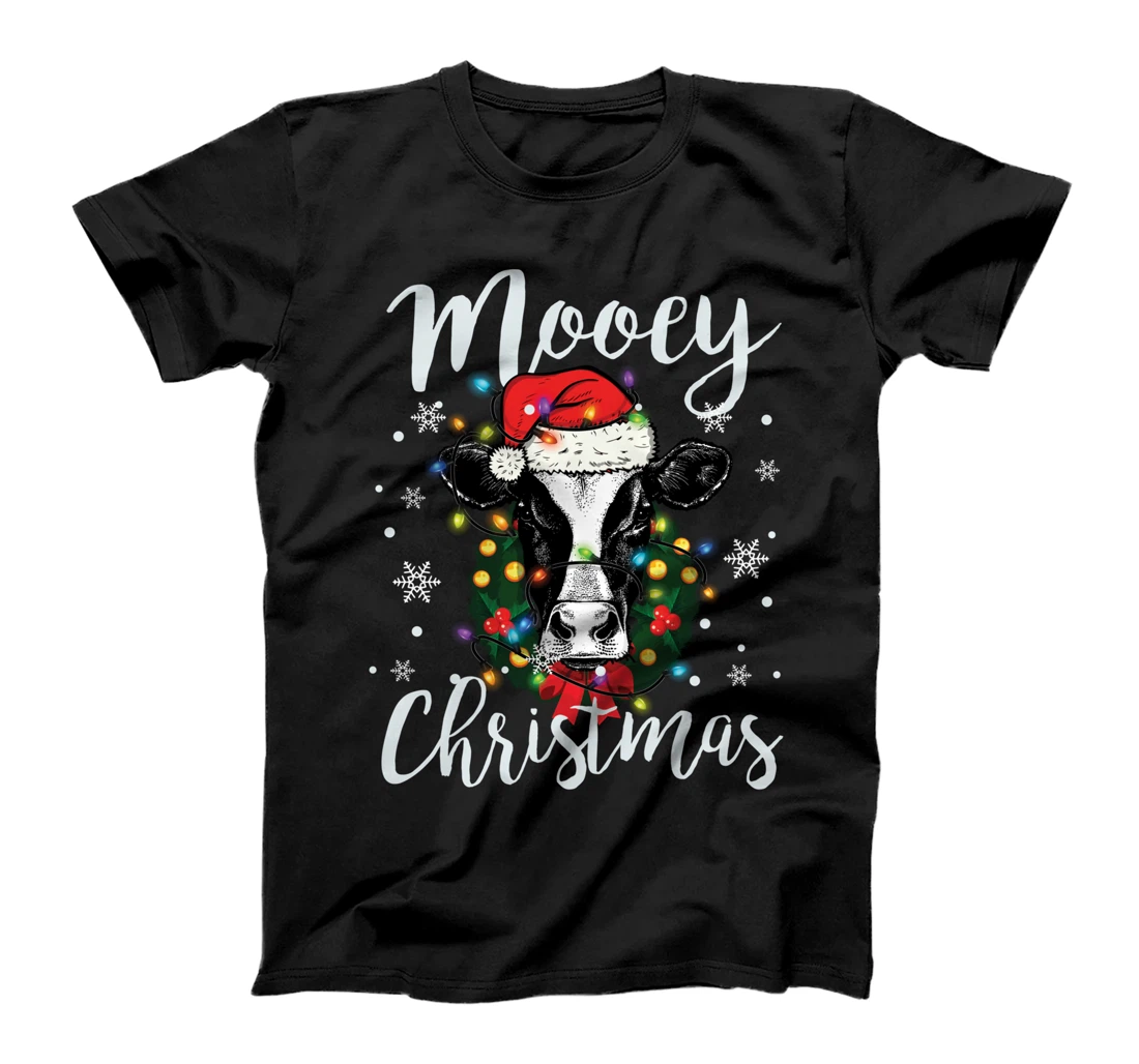 Santa Cow Christmas Lights T-Shirt Mooey Christmas Lover T-Shirt