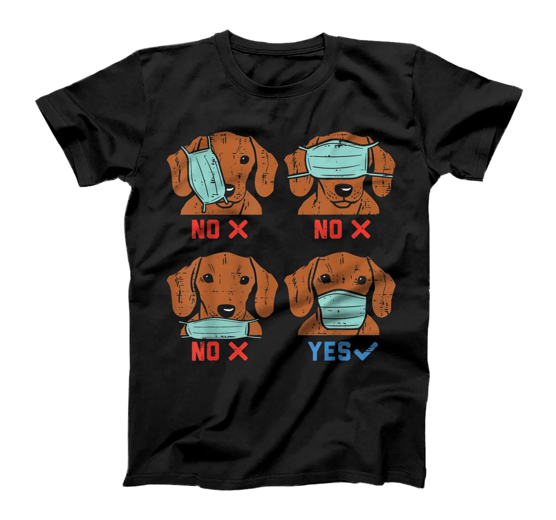 Dachshund Face Mask Funny Weiner Dog Social Distancing Gift T-Shirt