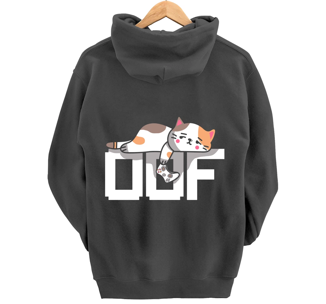 Oof Gamer Meme - Noob Internet Culture Gamer Cat Pullover Hoodie