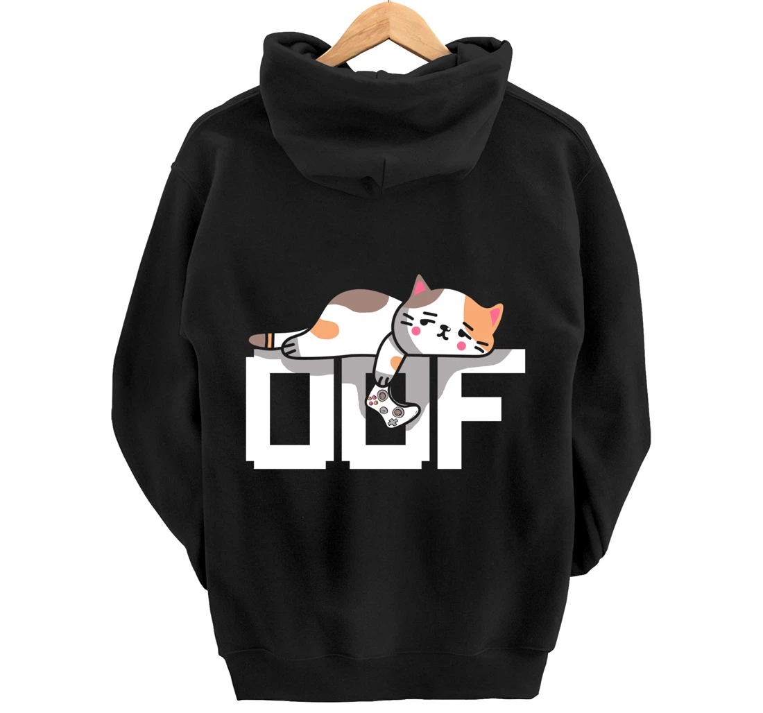Oof Gamer Meme - Noob Internet Culture Gamer Cat Pullover Hoodie