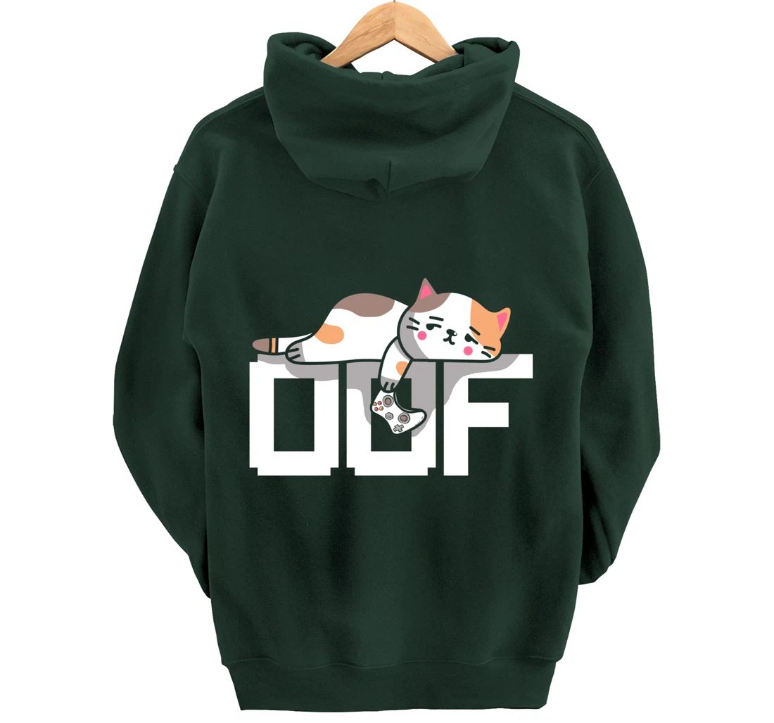 Oof Gamer Meme - Noob Internet Culture Gamer Cat Pullover Hoodie