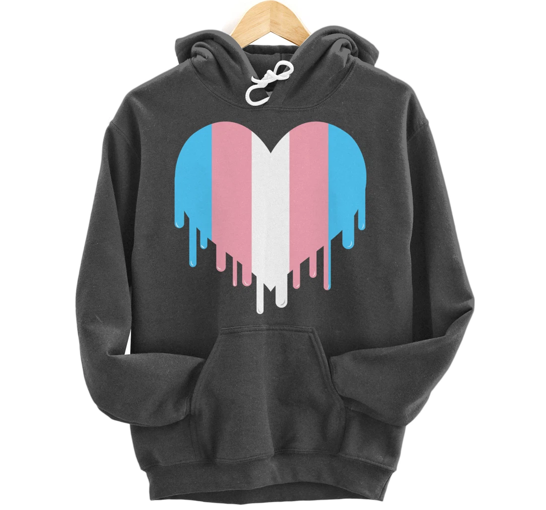 Dripping Transgender Heart Trans Pride Pullover Hoodie