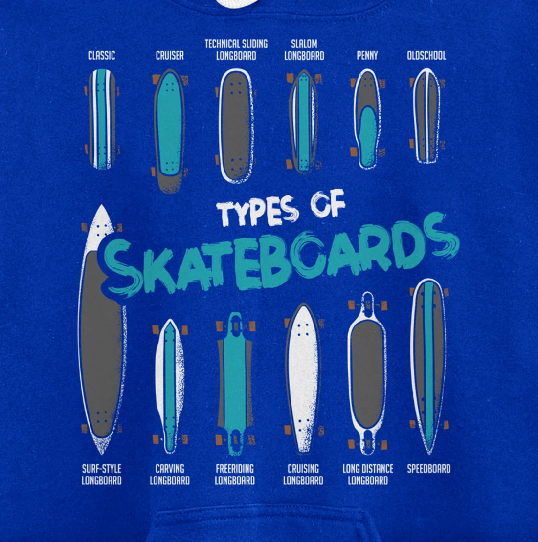 Types of Skateboards Retro Boy Girl Skateboard Gift Pullover Hoodie
