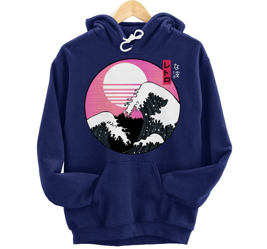 Great Wave off Kanagawa Hokusai Japanese Kanji Vintage Art Pullover Hoodie