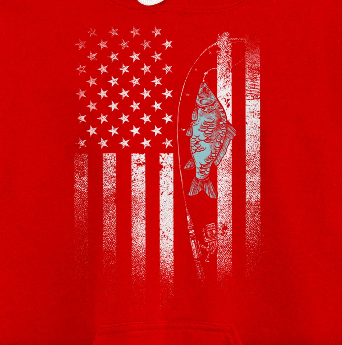 Fish On Hook USA Flag Funny Bass Fishing Gifts Fisherman Pullover Hoodie