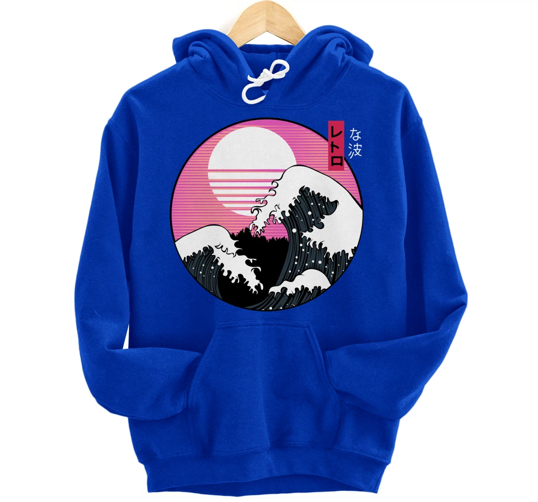 Great Wave off Kanagawa Hokusai Japanese Kanji Vintage Art Pullover Hoodie
