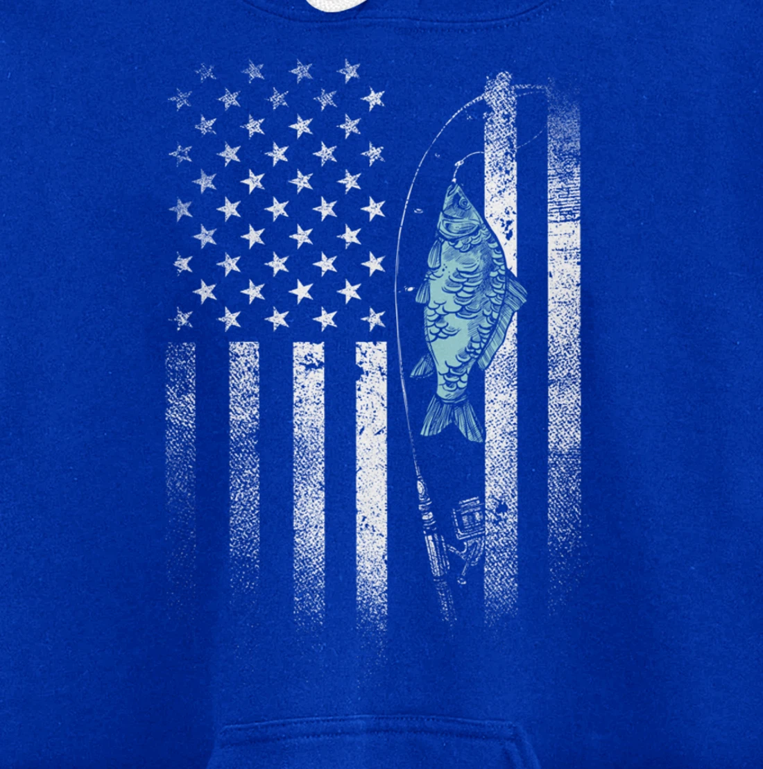 Fish On Hook USA Flag Funny Bass Fishing Gifts Fisherman Pullover Hoodie
