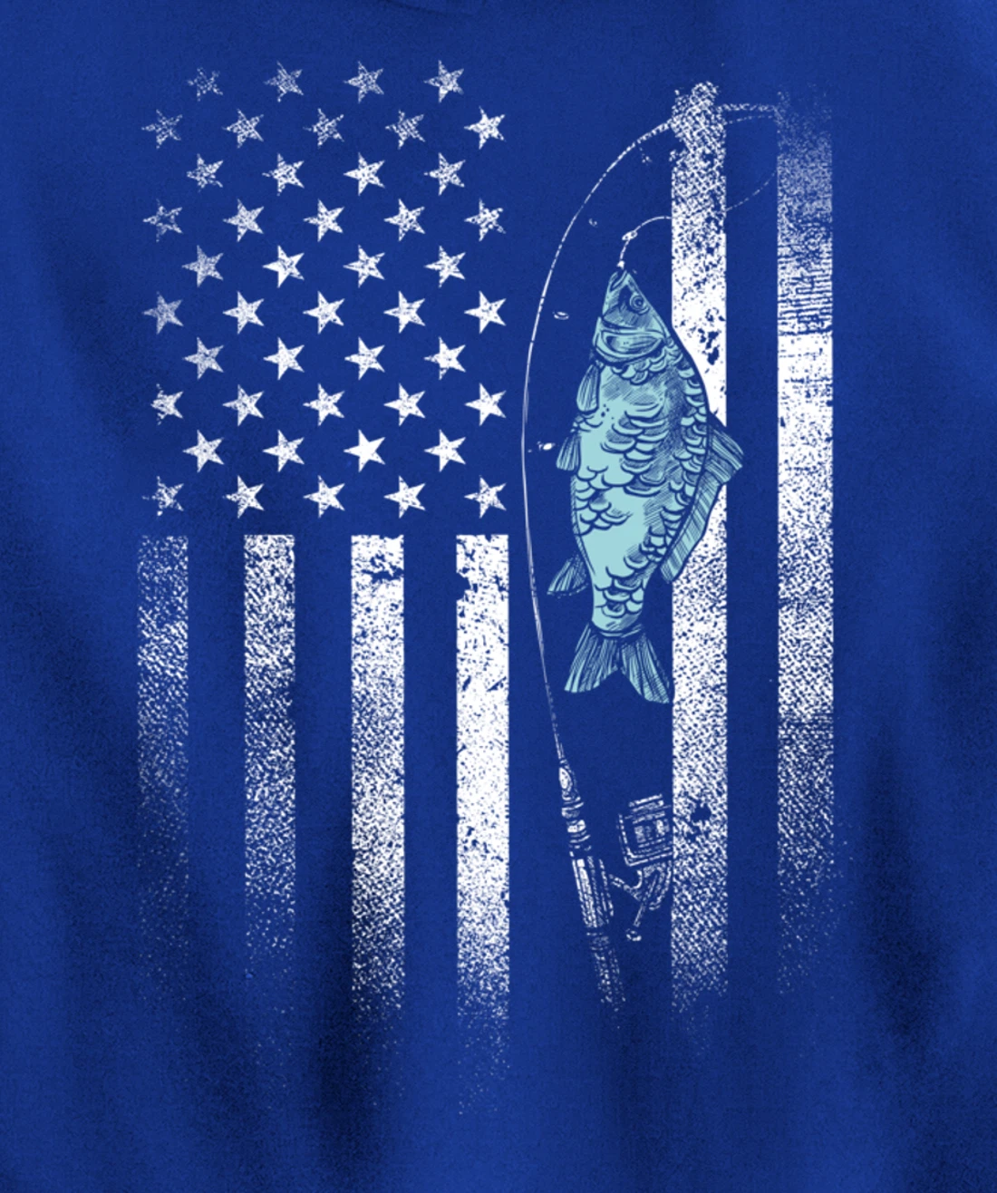 Fish On Hook USA Flag Funny Bass Fishing Gifts Fisherman Pullover Hoodie