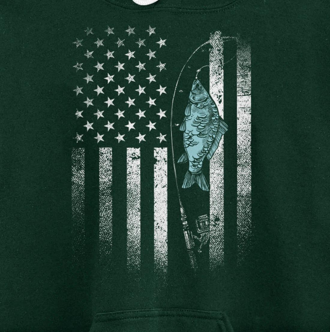 Fish On Hook USA Flag Funny Bass Fishing Gifts Fisherman Pullover Hoodie