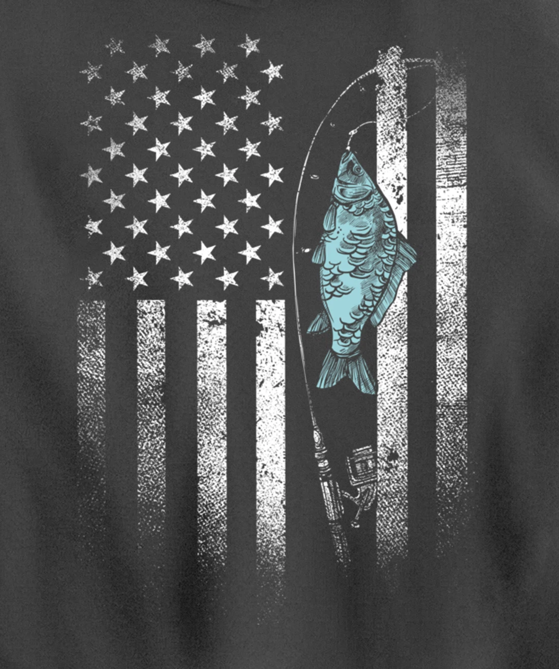 Fish On Hook USA Flag Funny Bass Fishing Gifts Fisherman Pullover Hoodie