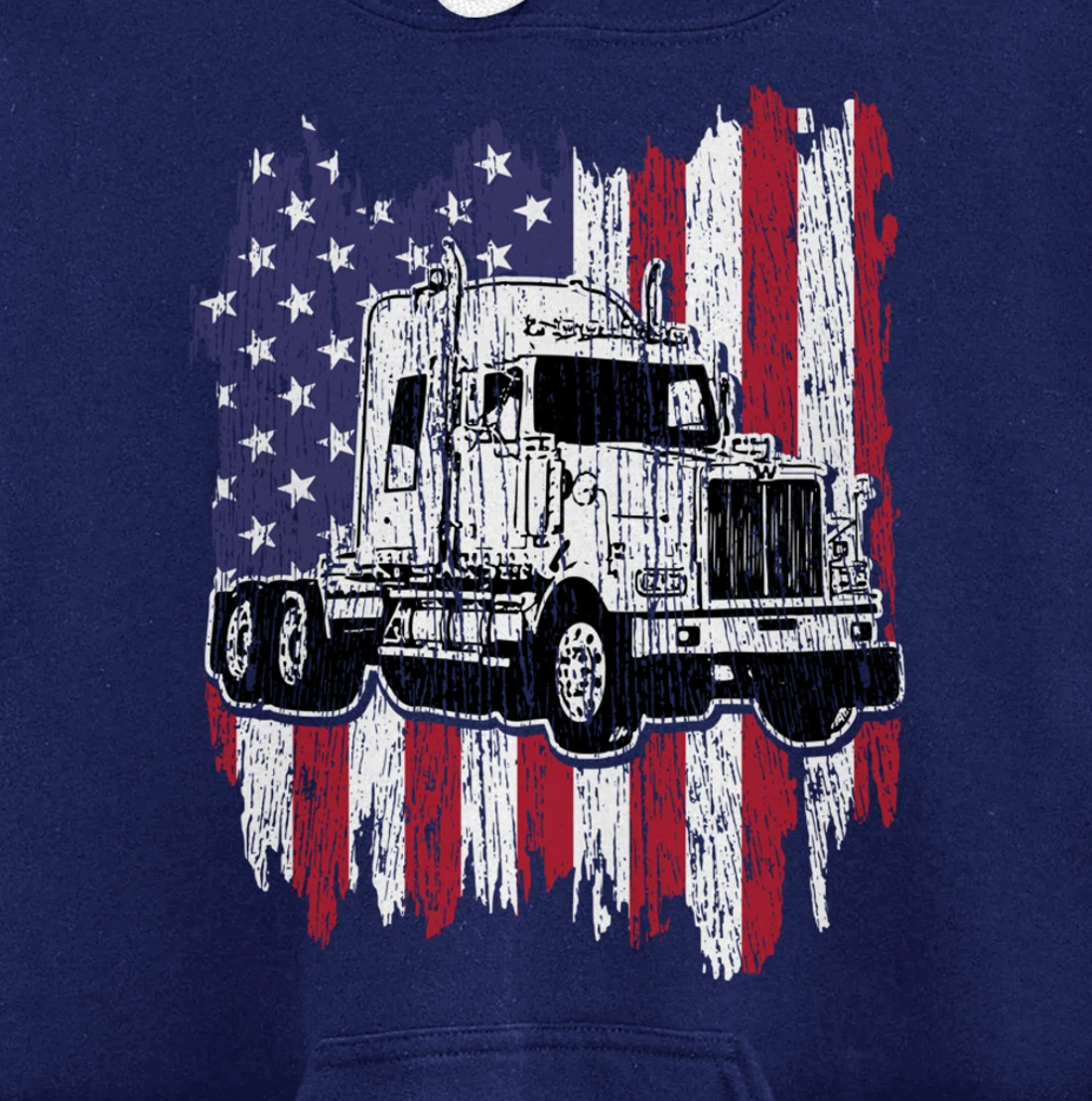 Truck Driver American Flag Patriotic Trucker Big Rig Gift Pullover Hoodie
