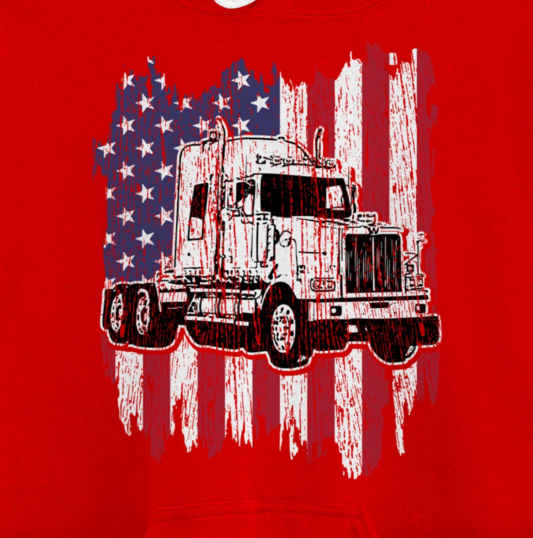 Truck Driver American Flag Patriotic Trucker Big Rig Gift Pullover Hoodie
