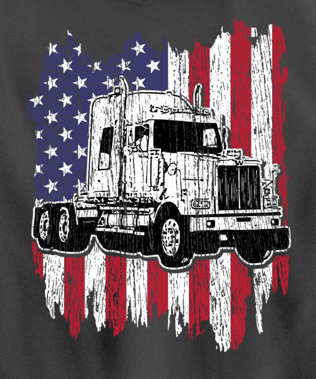 Truck Driver American Flag Patriotic Trucker Big Rig Gift Pullover Hoodie