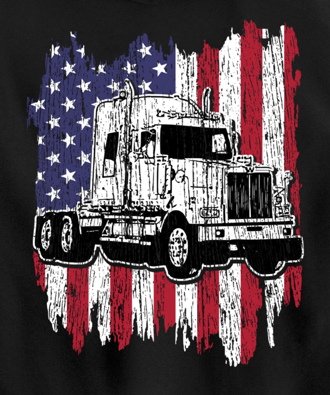 Truck Driver American Flag Patriotic Trucker Big Rig Gift Pullover Hoodie