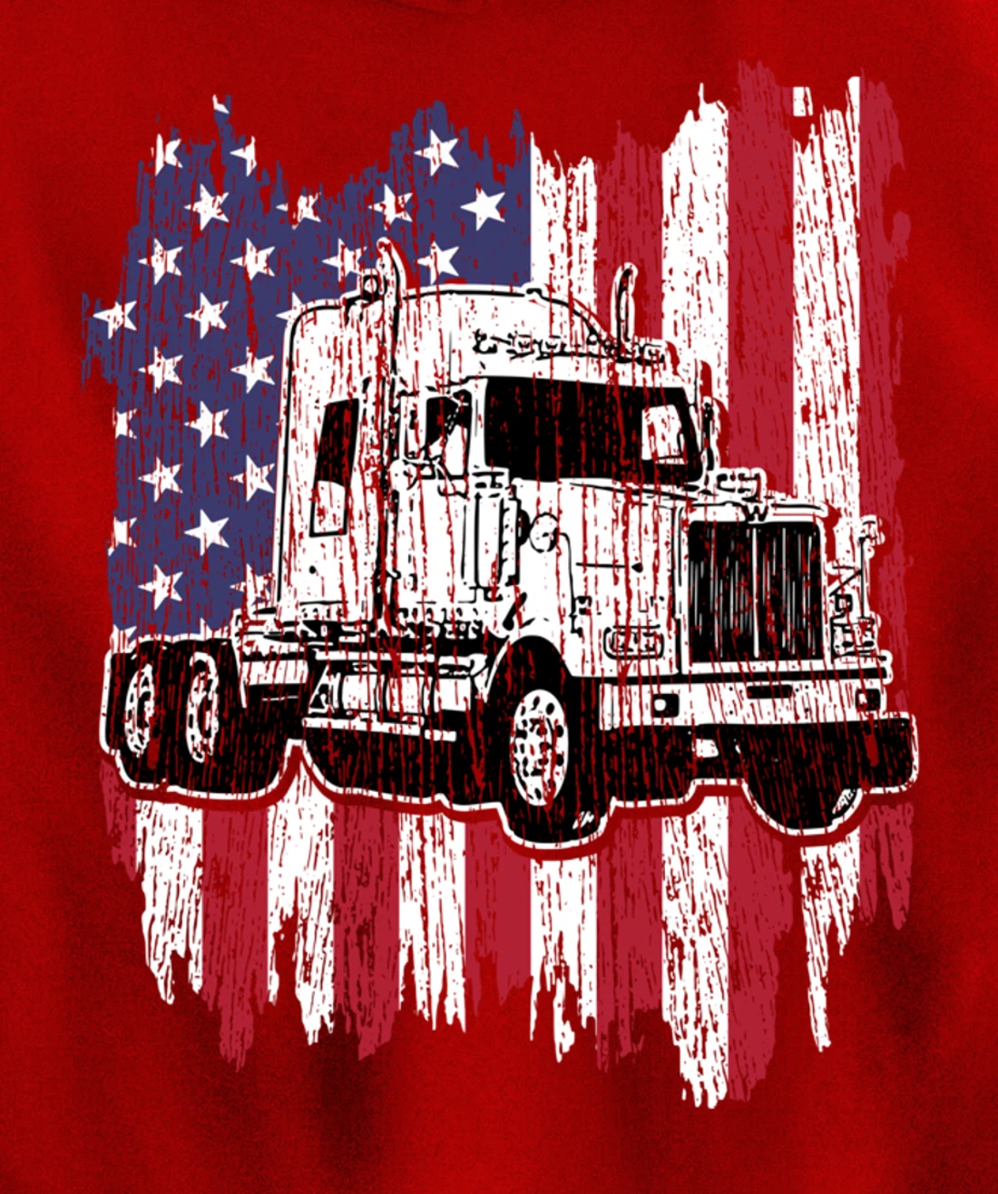 Truck Driver American Flag Patriotic Trucker Big Rig Gift Pullover Hoodie