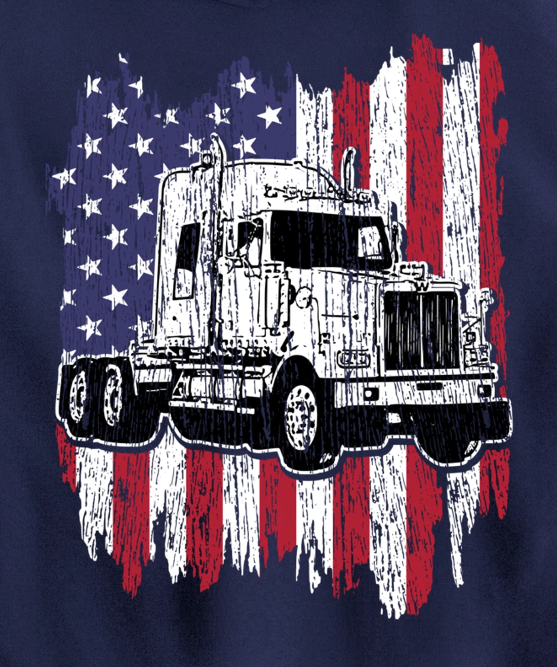 Truck Driver American Flag Patriotic Trucker Big Rig Gift Pullover Hoodie