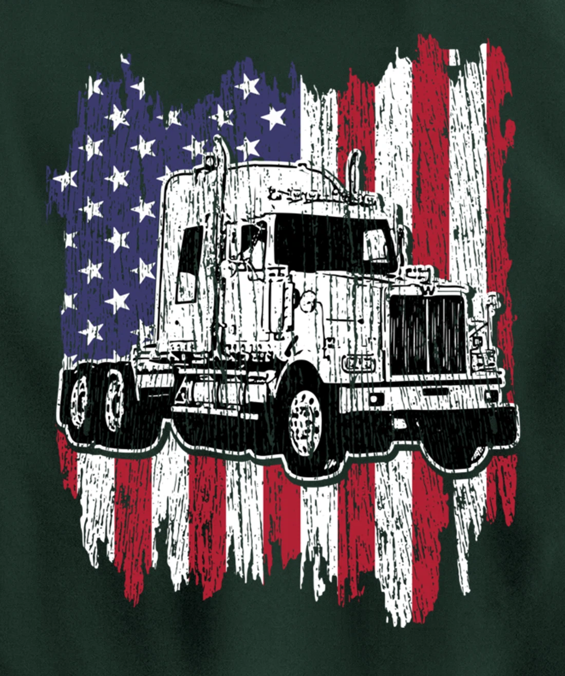 Truck Driver American Flag Patriotic Trucker Big Rig Gift Pullover Hoodie