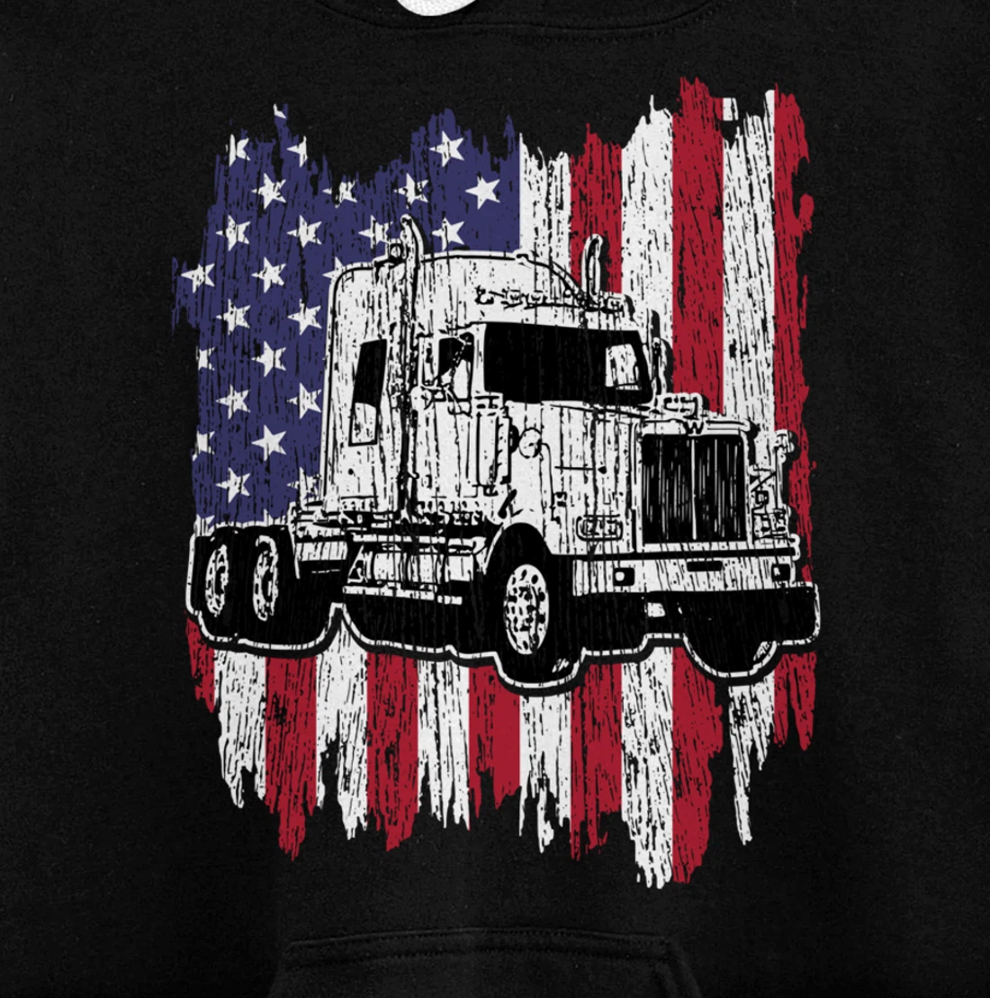 Truck Driver American Flag Patriotic Trucker Big Rig Gift Pullover Hoodie