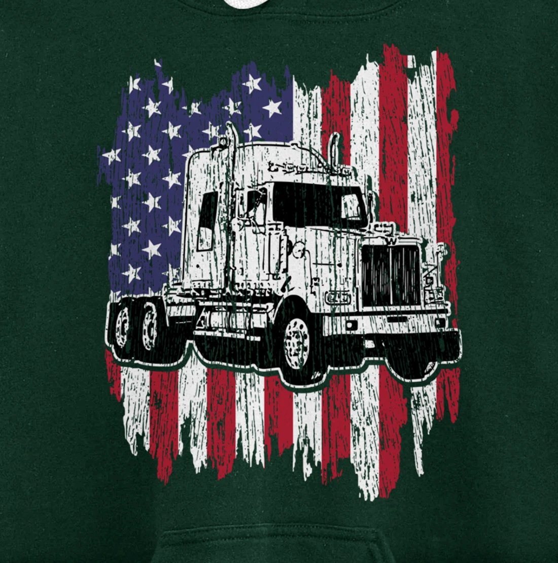 Truck Driver American Flag Patriotic Trucker Big Rig Gift Pullover Hoodie