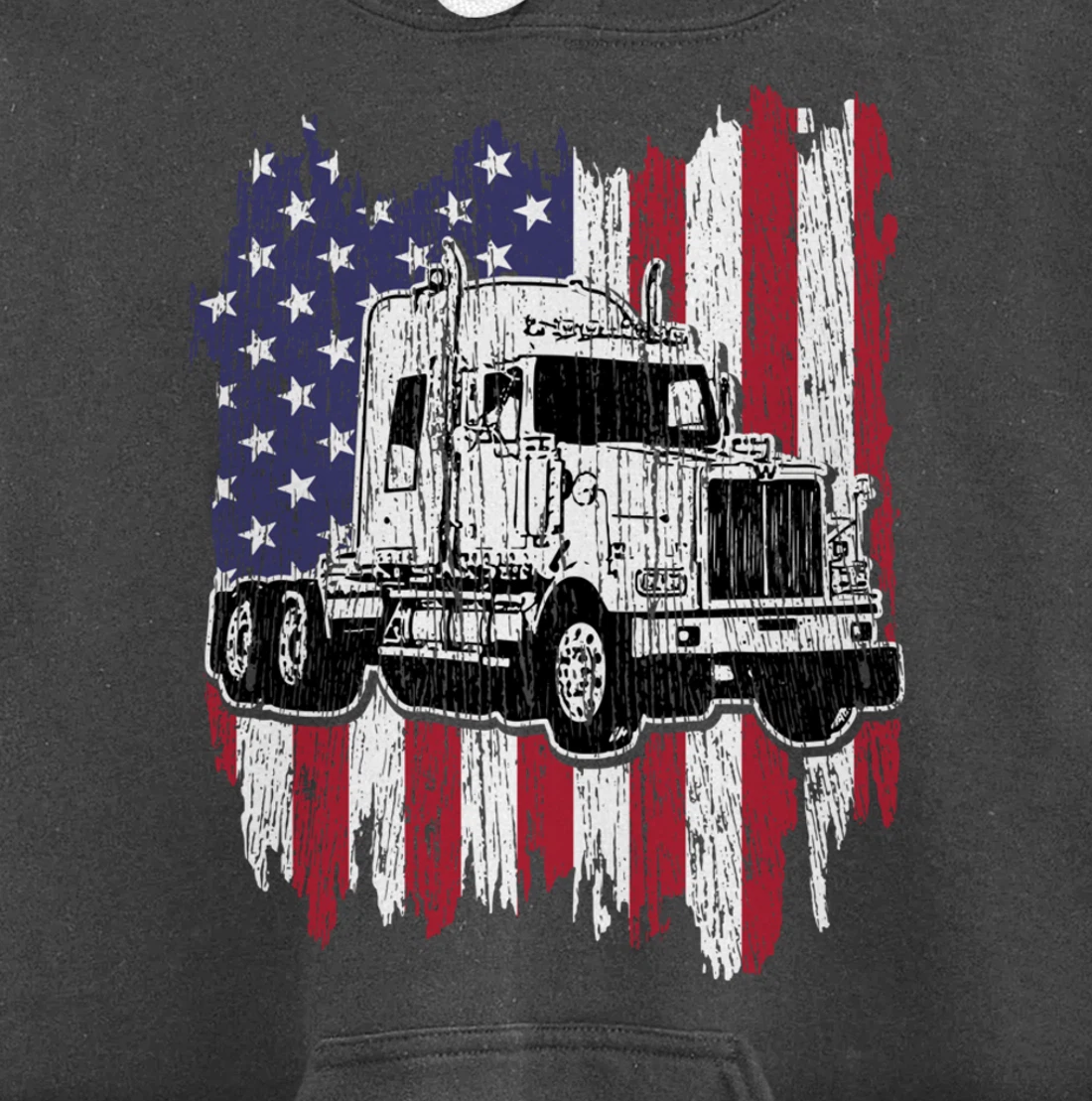 Truck Driver American Flag Patriotic Trucker Big Rig Gift Pullover Hoodie