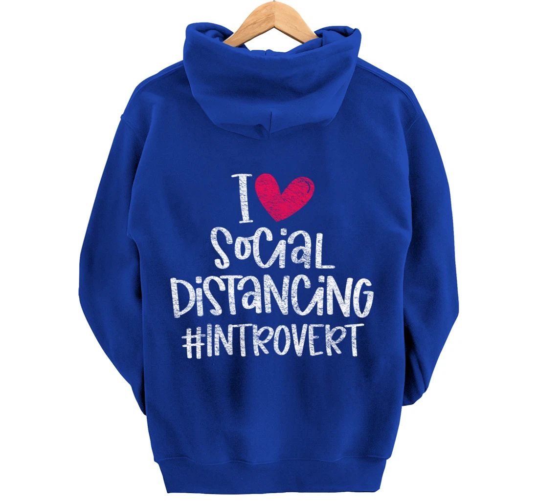 I Love Social Distancing Grunge Heart Funny Introvert Gift Pullover Hoodie